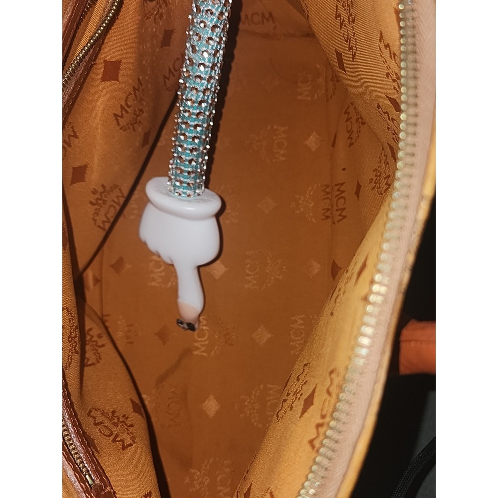 MCM Visetos Monogram Cognac Coated Canvas Dome Satchel Bag  Gold Hardware Y2K - Picture 6 of 7